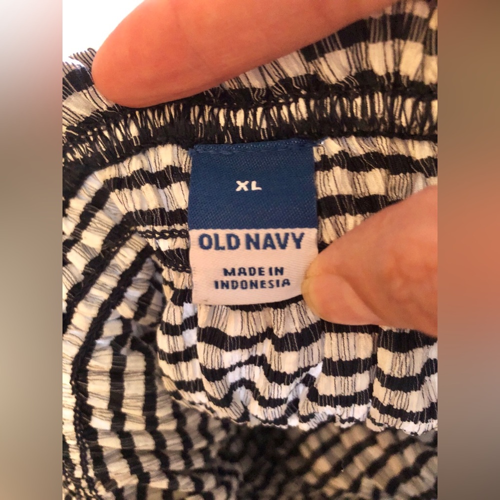 Old Navy Long Navy Blue Gingham Smocked Maxi Dress with Ruffle straps size XL - Picture 8 of 11